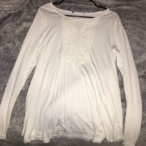 White blouse with pattern strip